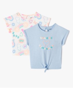 Tee-shirt manches courtes coupe loose bébé fille (lot de 2)
